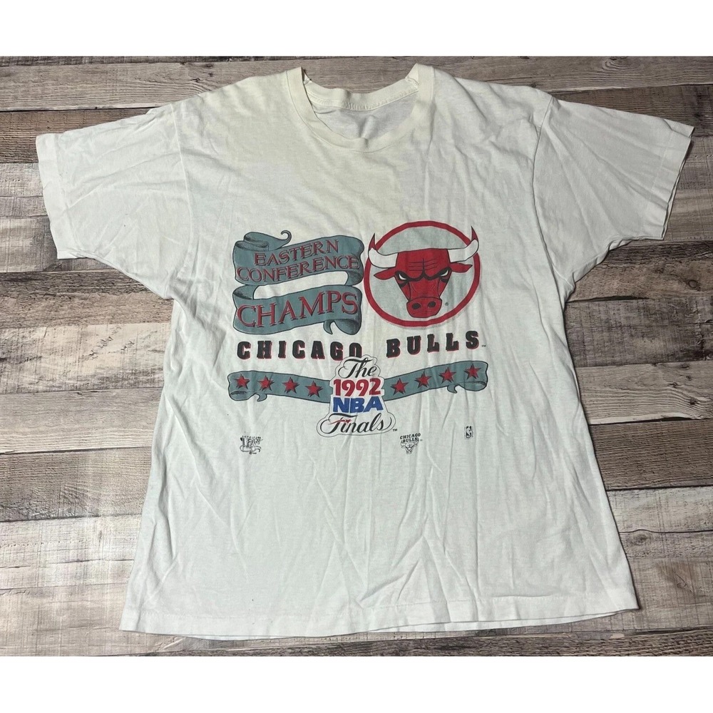 Chicago Bulls Shirt Adult Medium White Vintage Championship 1992 NBA Basketball
